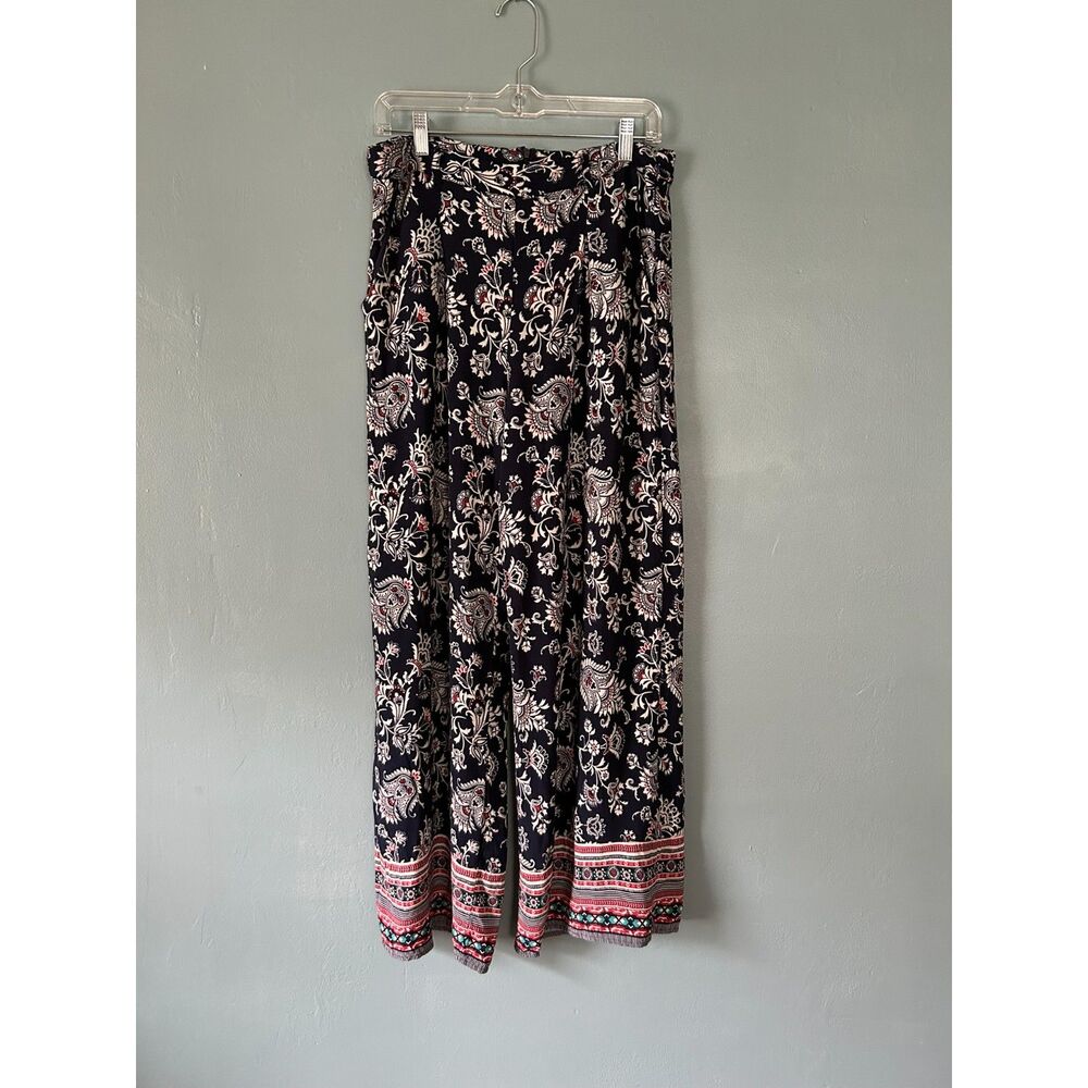 Lost & Wander wide leg lined rayon pants red, white & blue size medium